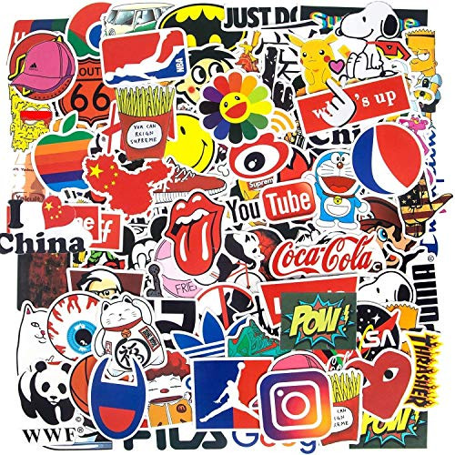 100PCS Cool Stickers  Brand Decals Logo Sticker for Laptop Computer Skateboard Waterproof Vinyl Multi Style Stickers for Teens Adults Graffiti Decals Packs