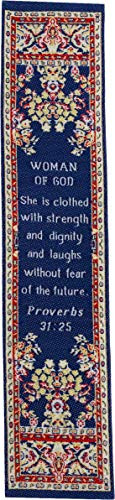 Woman of God  Woven Fabric Christian Bookmark  Strength and Dignity  Silky Soft Proverbs 31 25 Flexible Bookmarker for Novels Books and Bibles  Traditional Turkish Design  Memory Verse Gift