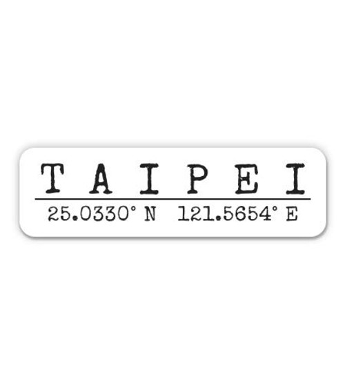 Squiddy Taipei Taiwan - City Coordinates Travel Luggage Vinyl Sticker Decal - for Car  Laptop  Notebook  5 inch Wide