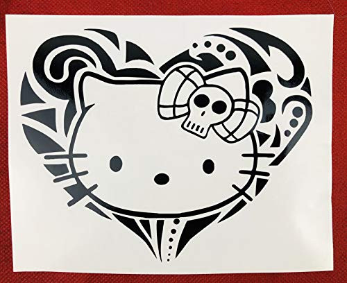 Hello Kitty Heart Skull Black Vinyl Decal New Gift