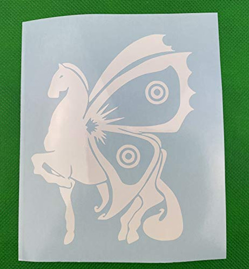 Pegasus Butterfly Wings White Vinyl Decal  New  Gift