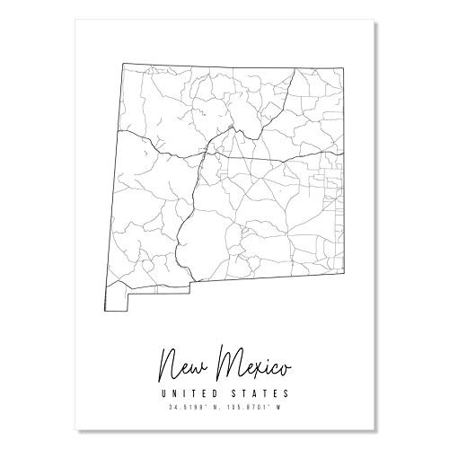 New Mexico Minimal Street Map Print  Unframed
