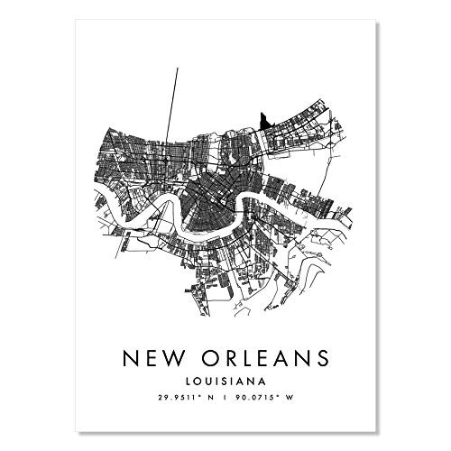 New Orleans Louisiana Minimal Modern Circle Street Map Print  Unframed