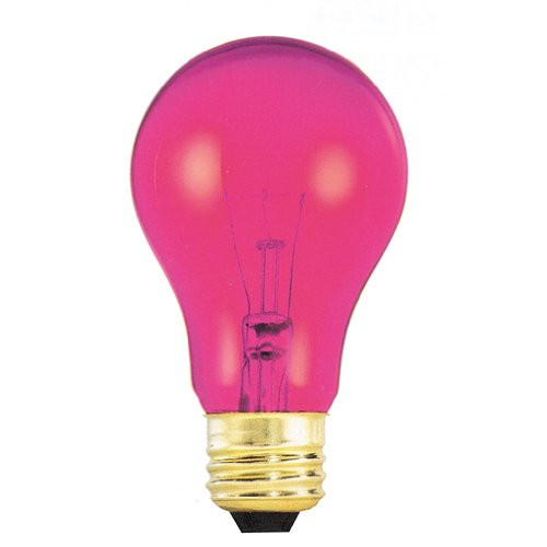 Bulbrite Incandescent A19 Medium Screw Base  E26  Light Bulb  25 Watt  Transparent Pink