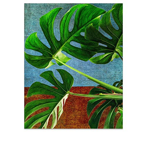 Monstera Leaf Wall Art - Tropical Leaves Art Print - Botanical Wall Decor - Plant Pictures - Nature Posters - Farmhouse Wall Art - Modern Date Palm Leaf Prints - 8x10 - UNFRAMED