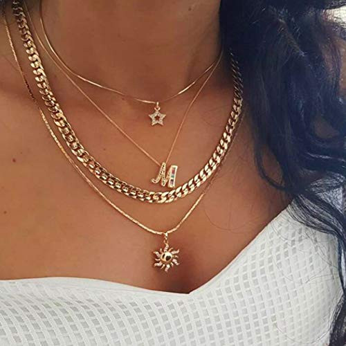Simsly Boho Crystal Layered Necklace Gold Sun Pendant Necklaces Chain Jewelry for Women and Girls Simsly Boho Crystal Layered Necklace Gold Sun Pendant Necklaces Chain Jewelry for Women and Girls