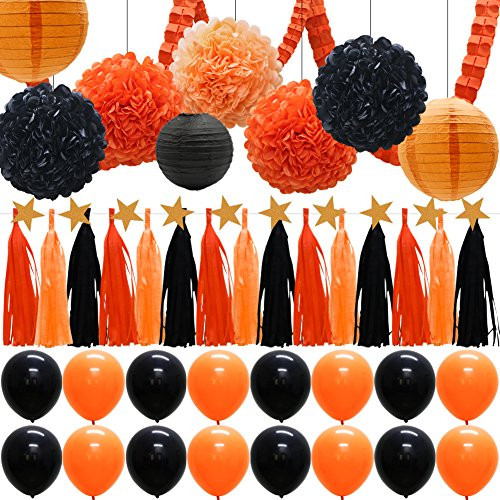 41pcs Party Decorations Supplies Kit - Paper Lanterns Balloons Tassels Hanging Garland Banner Tissue Pom Poms Flowers Clover Garland Paper Garland for Baby Showers Bridal Birthday Halloween Events