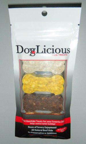 Doglicious Rawhide Munchy Colored Bones-New RESEALABLE Bag!