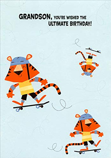 Designer Greetings Tiger on Skateboard Ultimate Juvenile Birthday Card for Grandson Designer Greetings Tiger on Skateboard Ultimate Juvenile Birthday Card for Grandson