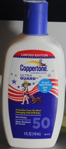 Coppertone Sunscreen Lotion SPF 50 Water Resistant .4 Fl Oz.