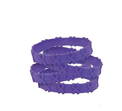 25 Purple Pop-Out Bracelets Pancreatic  Thyroid  Testicular Cancer  Alzheimer s  Animal Abuse Crohn s Disease  Cystic Fibrosis  Lupus  Fibromyalgia  Domestic Violence
