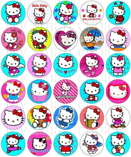 30 x Edible Cupcake Toppers  Hello Kitty Party Collection of Edible Cake Decorations | Uncut Edible Prints on Wafer Sheet