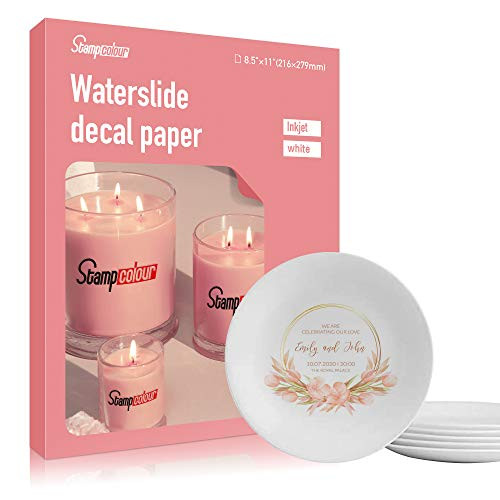 Stampcolour Waterslide Decal Paper For Inkjet Printer 5 Sheets White Water Slide Transfer Paper Printable Water Slide Decals 8.5 inchx11 inchfor DIY Custom Tumbler  Mug  Glass Decals