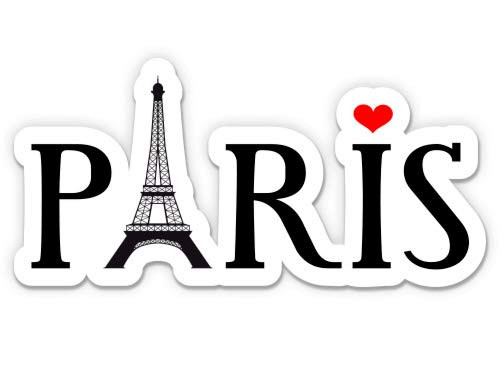 Paris Eiffel Tower Cute Travel - 5 inch Vinyl Sticker - For Car Laptop I-Pad - Waterproof Decal