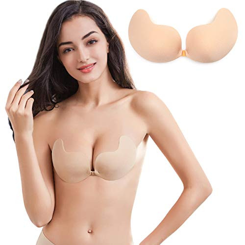 Strapless Sticky Bra Backless Adhesive Bra Invisible Lift up Bra Push up Stick on Bra for Women Beige  C Beige