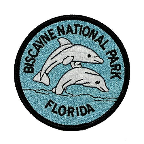 Biscayne National Park Patch Dolphins Travel Badge Embroidered Iron On Applique Biscayne National Park Patch Dolphins Travel Badge Embroidered Iron On Applique