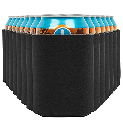 Blank Beer Can Coolers Sleeves  14-Pack  Soft Insulated Beer Can Cooler Sleeves - HTV Friendly Plain Black Can Sleeves for Soda  Beer  and  Water Bottles - Blanks for Vinyl Projects Wedding Favors  and  Gifts