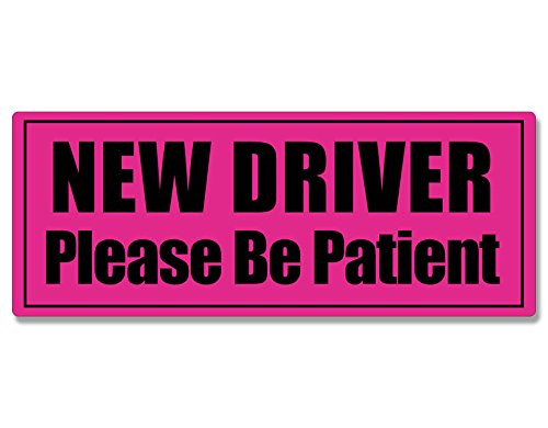 American Vinyl HOT Pink New Driver Please Be Patient Bumper Sticker  car Drive Safety Caution