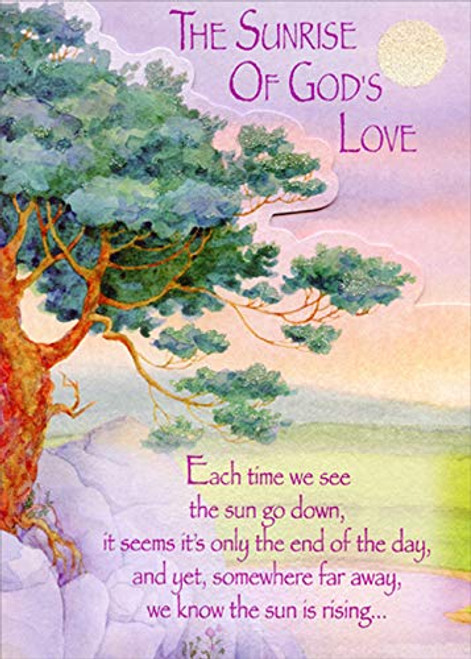 Designer Greetings Sunrise of God s Love Watercolor Die Cut Z-Fold Religious Sympathy Card Designer Greetings Sunrise of God s Love Watercolor Die Cut Z-Fold Religious Sympathy Card