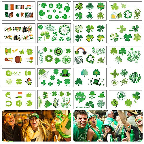 DARKLATER St Patricks Day Tattoos Shamrock Tattoos Saint Patricks Day Temporary Tattoos Stickers for Face Clover Tattoo