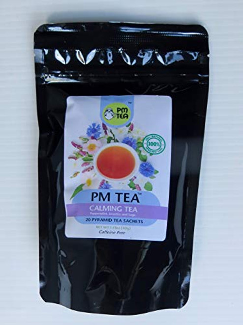 Calming PM Tea - Sweet Sage  Peppermint  Licorice Herbal Tea   Immune  and  Stress Support  All Natural  Fair Trade Botanical  Caffeine-Free  Sleep-Friendly   20 Pyramid Tea Sachet Bags