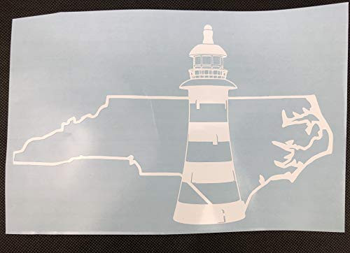 North Carolina Lighthouse White Vinyl Decal New Gift