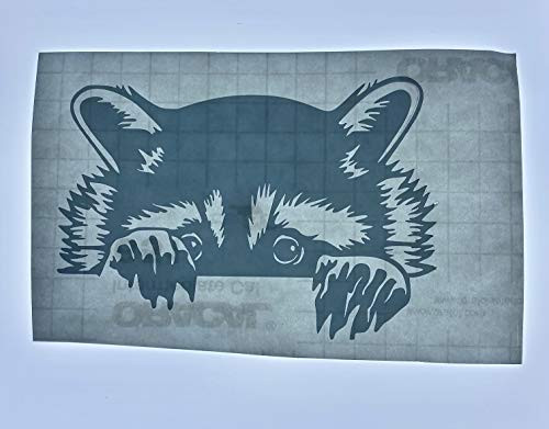 Raccoon Peeking White Vinyl Decal  Bumper Sticker  New  Gift