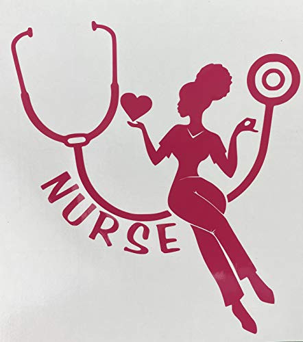 Nurse Stethoscope Heart Hot Pink Vinyl Decal  Bumper Sticker  New Gift