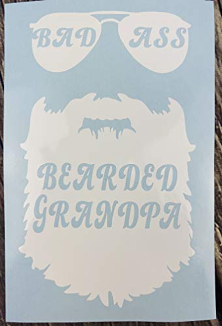 Bad Ass Bearded Grandpa White Vinyl Car Decal New Gift