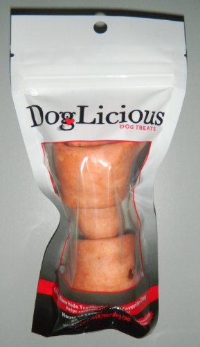 Doglicious 5 inch Chicken Flavored Rawhide Bone New RESEALABLE Bag!