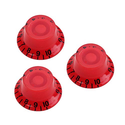 Milisten 3pcs Guitar Knob Volume Tone Control Knobs Replacement Speed Knob for Electric bass Guitar  Red