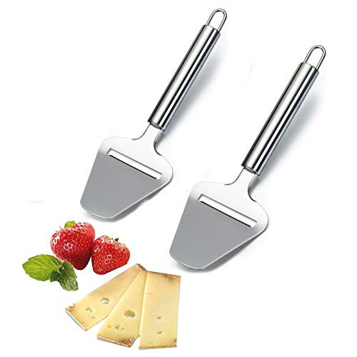 WANGXINYI 2 Pieces Cheese Slicer Set  Stainless Steel Wire Cheese Slicer with Cheese Plane Tool  Adjustable Thickness Cheese Cutter for Soft  Semi-Hard  Hard Cheeses Kitchen Cooking Tool