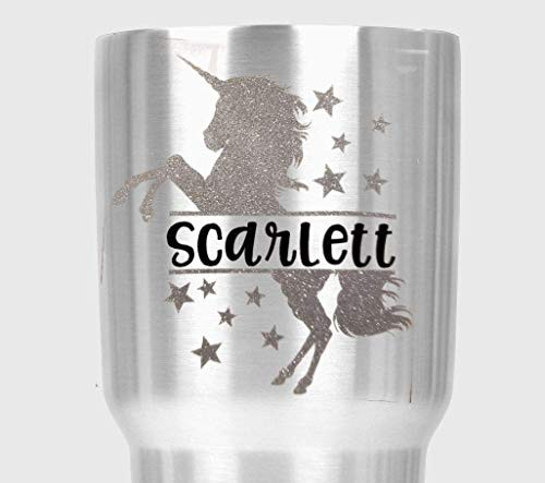 Unicorn Name Decal  Die Cut Sticker for Tumblers  Cups  Car Windows  Stars  Personalized