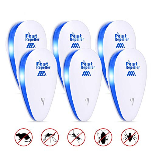 WeHome Pest Control Ultrasonic Repeller,Eco-Friendly Plug in Pest Warrior Indoor Mosquitoes, Mice, Rats, Roaches, Spidrs, Bugs, Rodents, Cockroach, Human & Pet Safe Pest Repellent(6 Pack)
