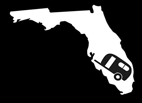 SixtyTwo24 Florida State Camper Sticker -  White  5 inch Decal - FL Home RV Camping Camper Funny RV Camper Travel Trailer Sticker  Camping Sticker RV Decal  Funny Camping Sticker