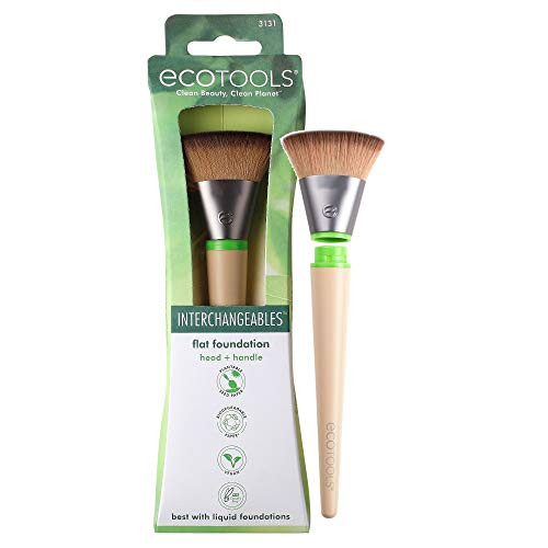 Ecotools Flat Foundation Interchangeables Makeup Brush for Flawless Liquid and Cream Foundation