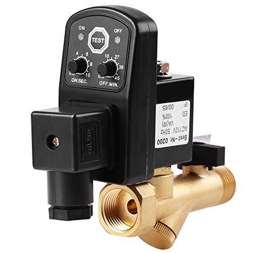 Automatic Drain Valve,G1/2 DN15 Automatic Electronic Timed Drain Valve for Air Compressor Condensate Management (AC110V)