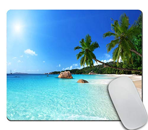 Amcove Ocean Mouse Pad  ANSE Lazio Beach at Praslin Island Surfing Beach Scenic View Travel  Rectangle Non-Slip Rubber Mousepad