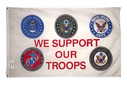 PringCor WE Support Our Troops Flag Banner Military Veteran Navy AIR Army Marine Coast US