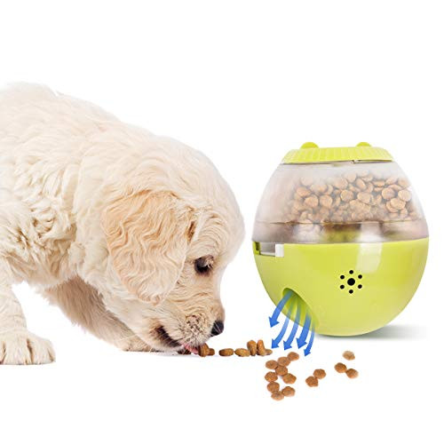 Pepilet Dog Cat Slow Feeder Tumbler Interactive Dog Puzzle Toys Healthy Feeding Snack Dispensing Toys Adjustable Strange Cry Tumbler  Green