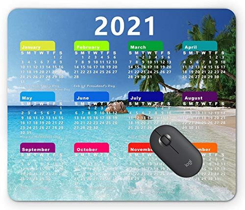 2021 Calendar Mouse pad Gaming Mouse pad Office Mousepad Nonslip Rubber Backing-Ocean Beach Scenic View Travel  Blue Turquoise