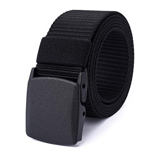 Mile High Life   Nylon Web Belt   Outdoor Military Web Belt   Cut to Fit up to 52   1.5 Width   None Metal Buckle Belt  Black  142CM