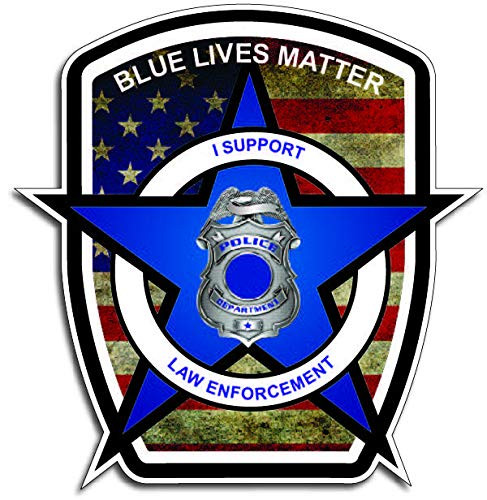Thin Blue Line Police Officer BLM American Flag Vinyl Decal Sticker Car Truck