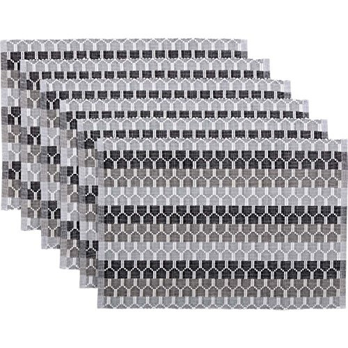 VHC Brands Farmhouse Tabletop & Kitchen-Blaire Grey Ribbed Placemat Set of 6, One Size