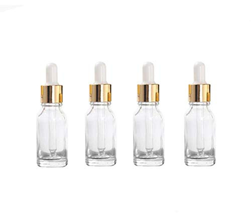 4PCS Empty Refillable Clear Essential Oil Perfume Cosmetic Glass Bottle Container Jar Vial with Glass Eye Dropper  15ml 0.5oz