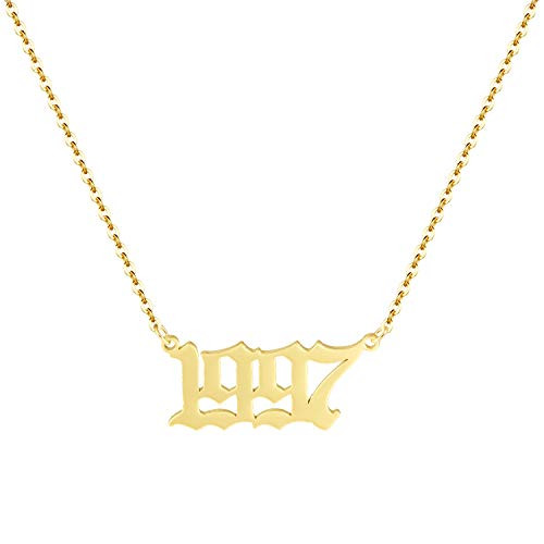 Aimber Birth Year Necklace 18K Gold Plated Birth Year Number Pendant Necklace Stainless Steel  Birthday Year Necklace for Women 1970-2024