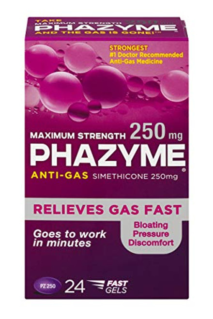 Phazyme Maximum-Strength Gas and Bloating Relief   250 mg Simethicone   24 FAST GELS