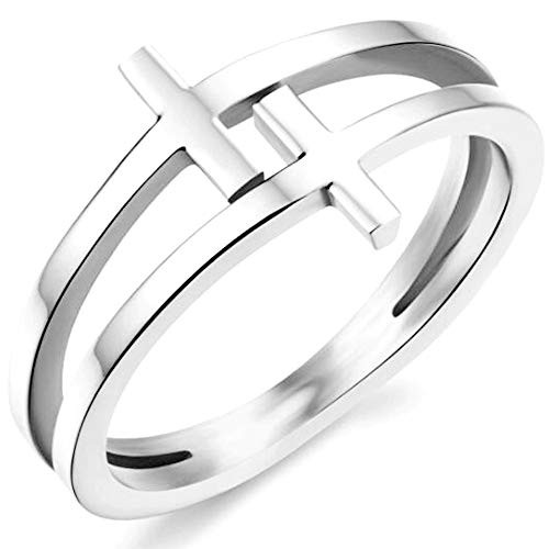 Jude Jewelers Women Stainless Steel Christian Cross Religious Promise Ring Love Hope Faith  Silver  10
