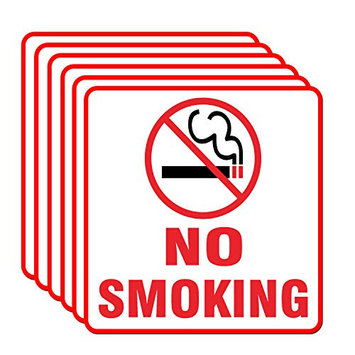 Set of 8 No Smoking Warning Sign Sticker Label 6 x 6 Inch 5 Mil Vinyl Laminated for Ultimate Protection Durability Self Adhesive Decal UV Protected Weatherproof