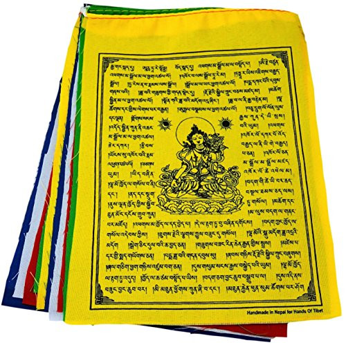 White Tara Tibetan Prayer Flags From Nepal Set of 10 Flags